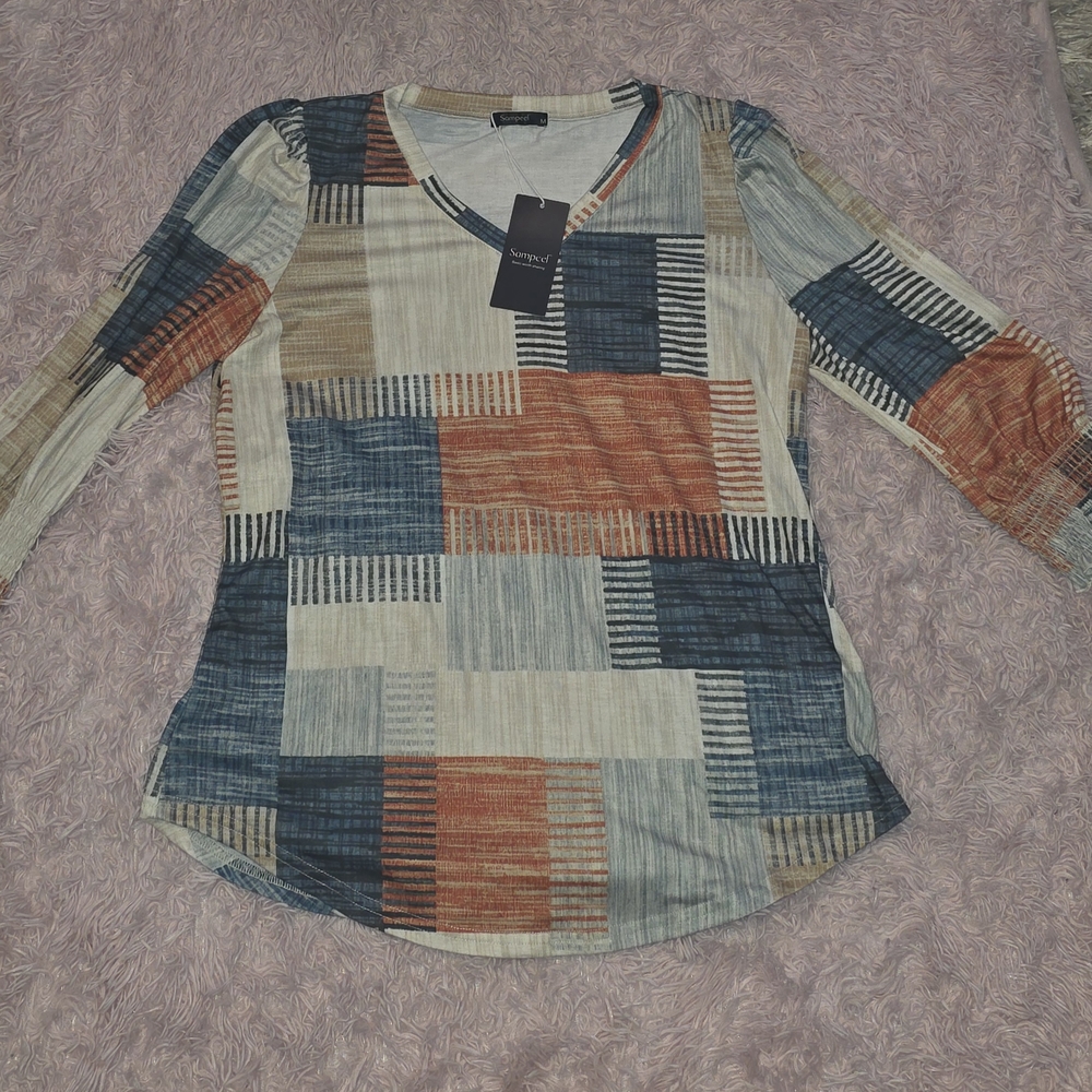 Colorful Patchwork Long Sleeve Top